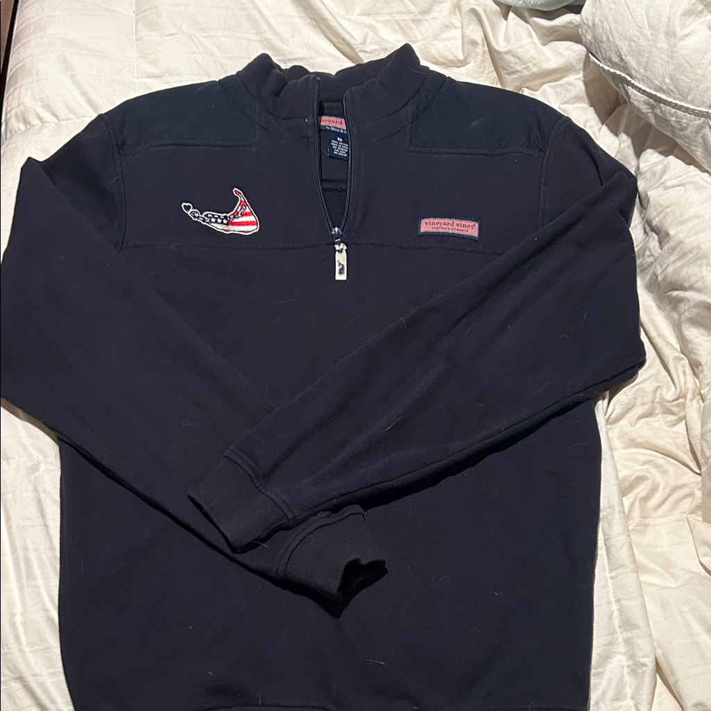 Rare Vineyard Vines Nantucket American Flag Navy QuarterZip Pullover